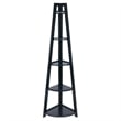 Winsome Adam 5-Tier A-Frame Solid Wood Corner Book Shelf in Black