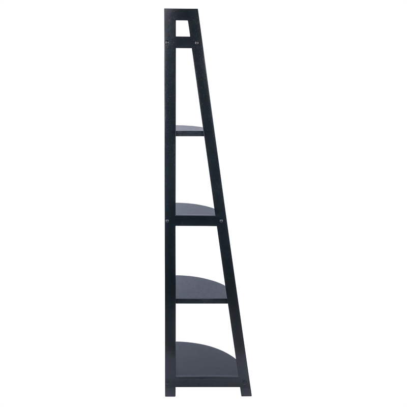 Winsome Adam 5-Tier A-Frame Solid Wood Corner Book Shelf in Black