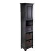 Winsome Wyatt Tall Transitional Wood Linen Cabinet with Baskets in Black