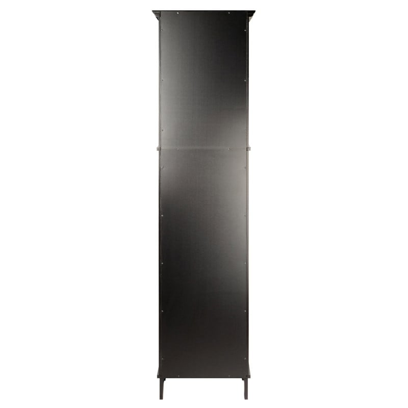 Winsome Wyatt Tall Transitional Wood Linen Cabinet with Baskets in Black