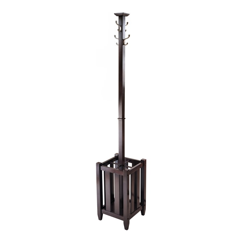 Winsome Memphis Transitional Solid Wood Coat Tree and Umbrella Rack - Cappuccino