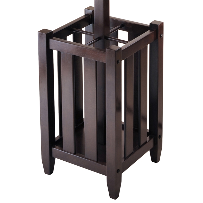 Winsome Memphis Transitional Solid Wood Coat Tree and Umbrella Rack - Cappuccino