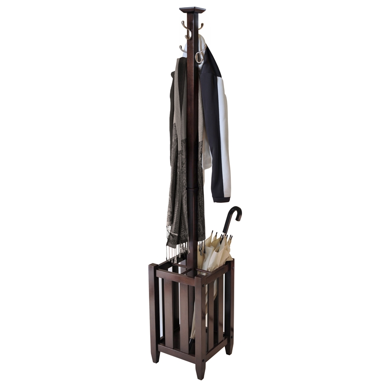 Winsome Memphis Transitional Solid Wood Coat Tree and Umbrella Rack - Cappuccino