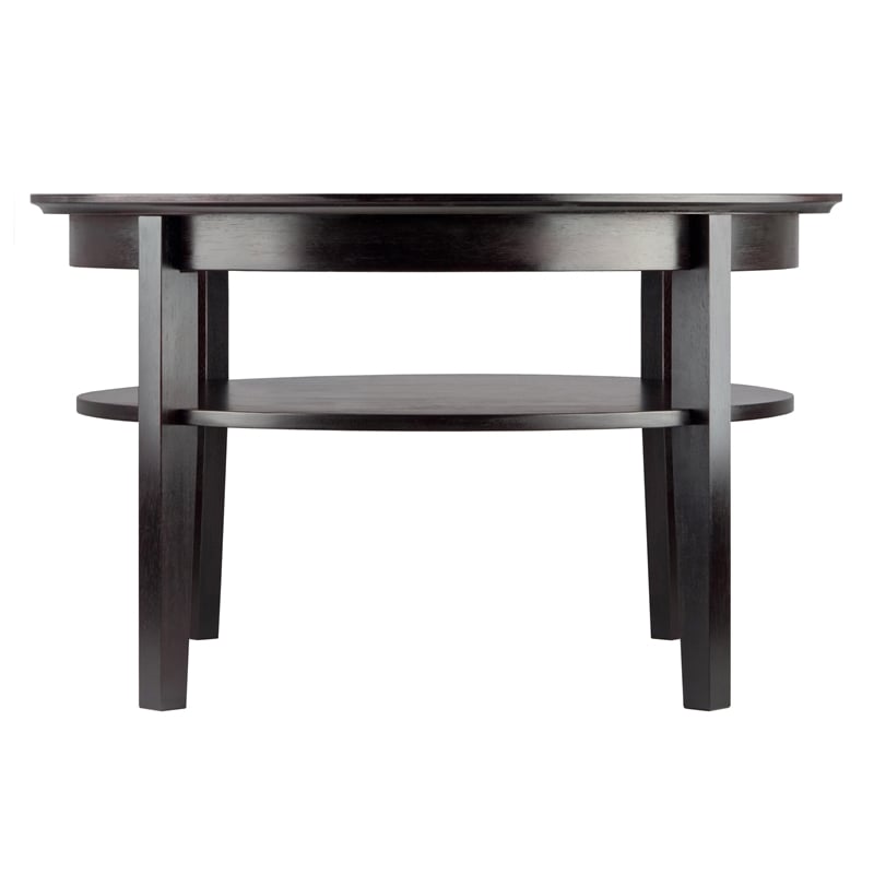 Winsome Amelia Round Solid Wood Coffee Table with Pull out Tray in Dark Espresso