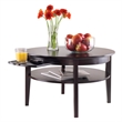 Winsome Amelia Round Solid Wood Coffee Table with Pull out Tray in Dark Espresso