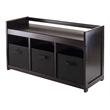 Winsome Addison 4-Piece Storage Transitional Solid Wood Bench in Espresso