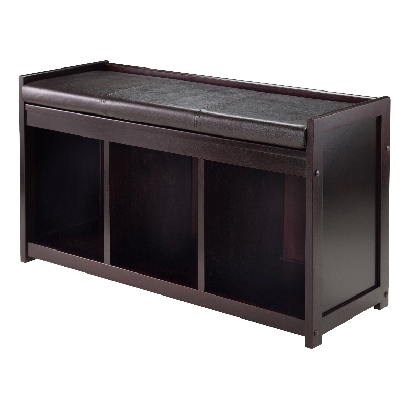 Winsome Addison 2-Piece Storage Transitional Solid Wood Bench in Espresso