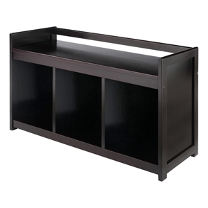 Winsome Addison Storage Transitional Solid Wood Bench in Dark Espresso