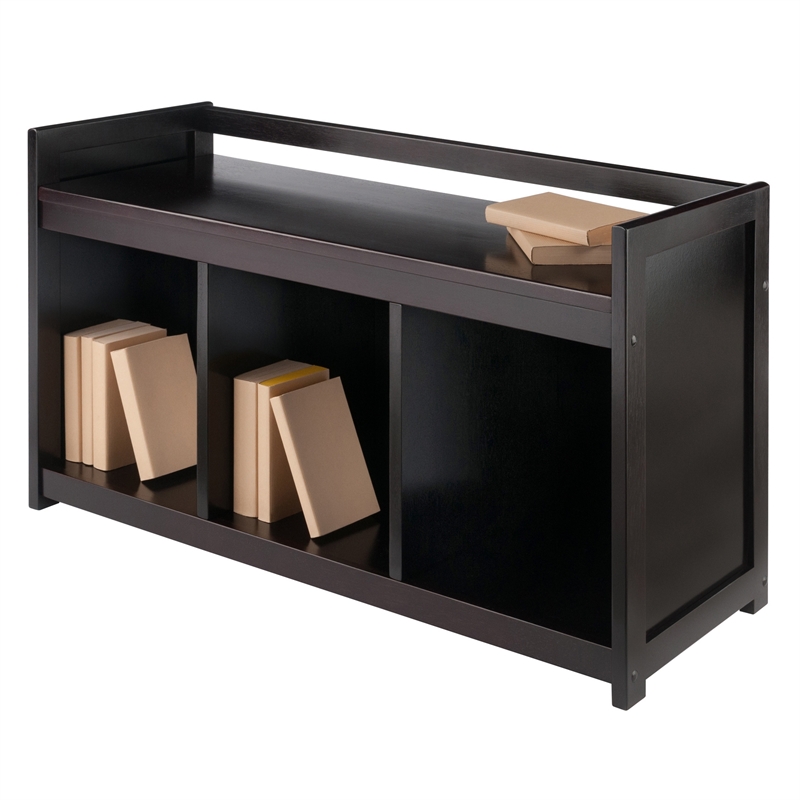 Winsome Addison Storage Transitional Solid Wood Bench in Dark Espresso