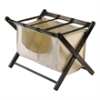 Winsome Dora Transitional Solid Wood Luggage Rack with Fabric Basket in Espresso