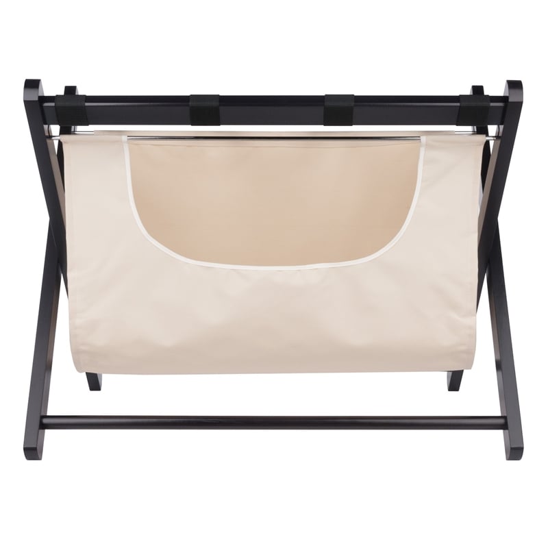 Winsome Dora Transitional Solid Wood Luggage Rack with Fabric Basket in Espresso