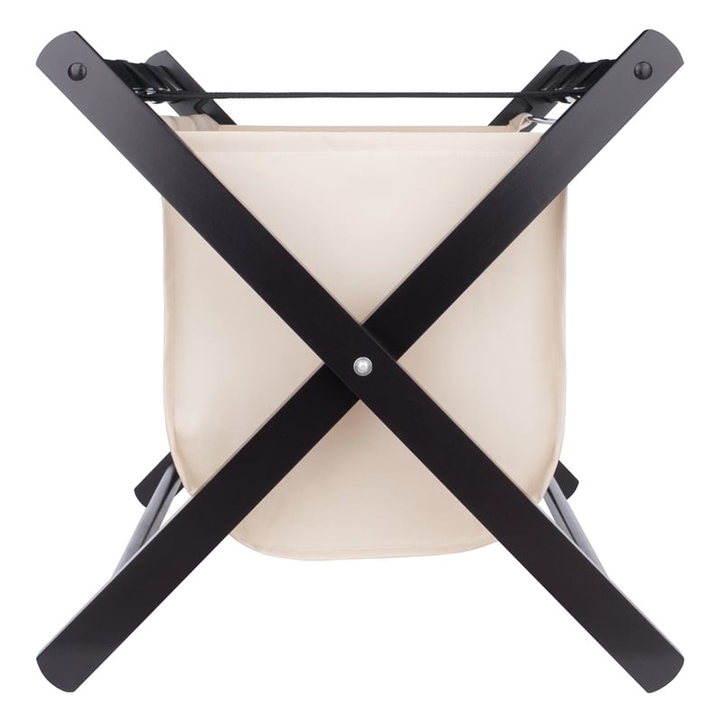 Winsome Dora Transitional Solid Wood Luggage Rack with Fabric Basket in Espresso