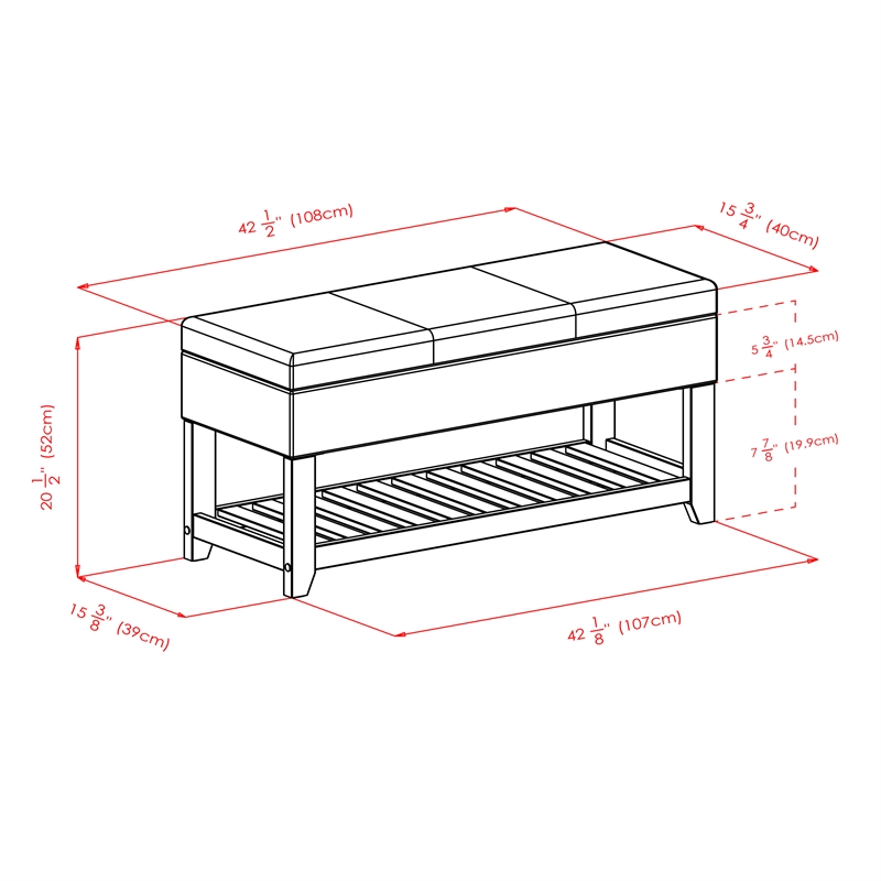 Winsome Monza Transitional Solid Wood Bench with Storage Chest - Espresso/Walnut