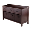 Winsome Adriana 4-Piece Storage Transitional Solid Wood Bench - Antique Walnut