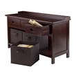 Winsome Adriana 4-Piece Storage Transitional Solid Wood Bench - Antique Walnut