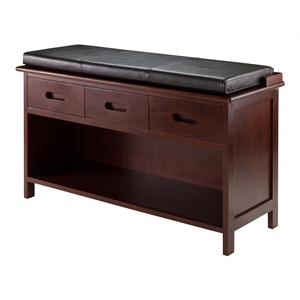 Winsome Adriana 2-Piece Storage Transitional Solid Wood Bench in Walnut