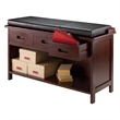Winsome Adriana 2-Piece Storage Transitional Solid Wood Bench in Walnut