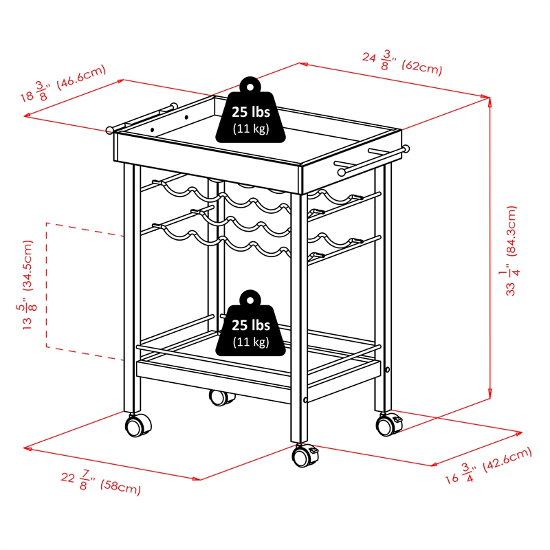 Winsome Johnnie Bar Cart in Espresso Finish