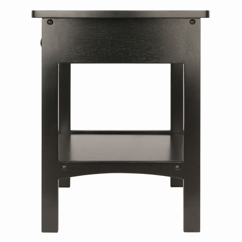 Winsome Claire Transitional Solid Wood Nightstand with Drawer in Black