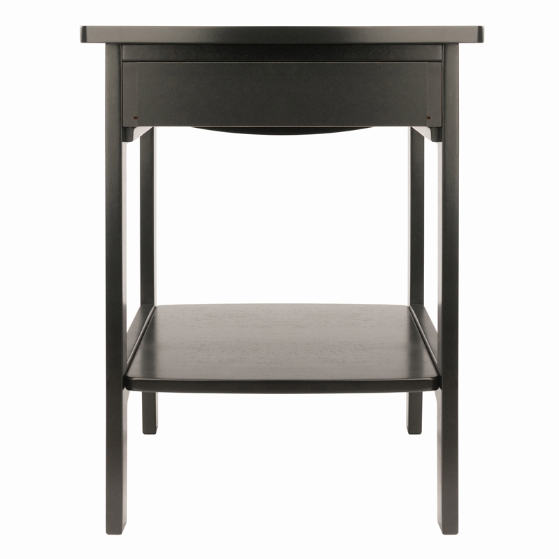 Winsome Claire Transitional Solid Wood Nightstand with Drawer in Black