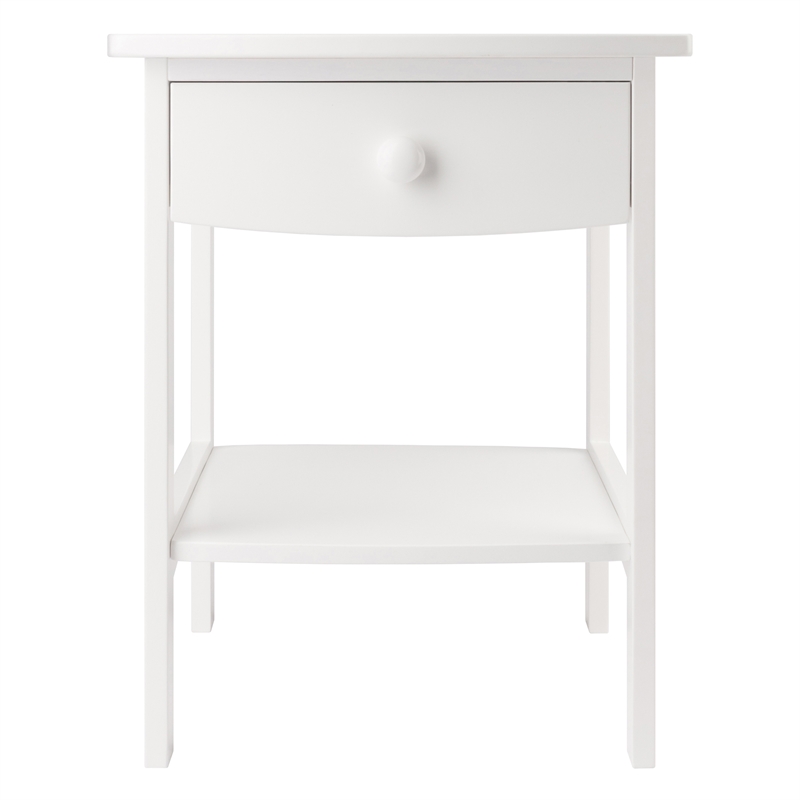 Winsome Claire Transitional Solid Wood End Table with 1-Drawer in White