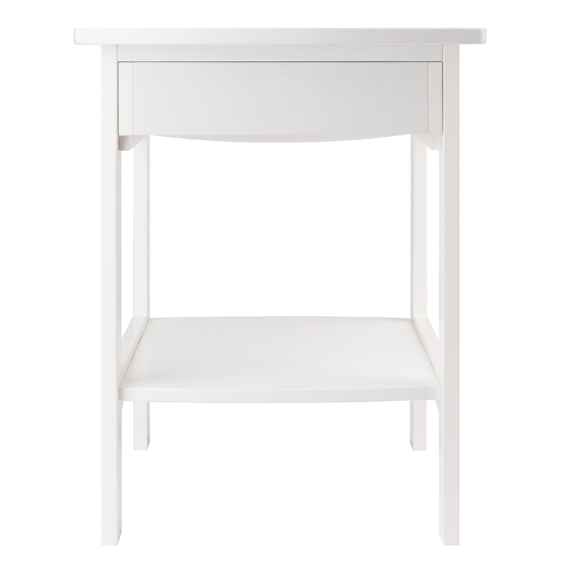 Winsome Claire Transitional Solid Wood End Table with 1-Drawer in White