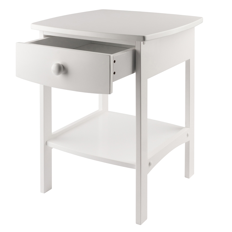 Winsome Claire Transitional Solid Wood End Table with 1-Drawer in White