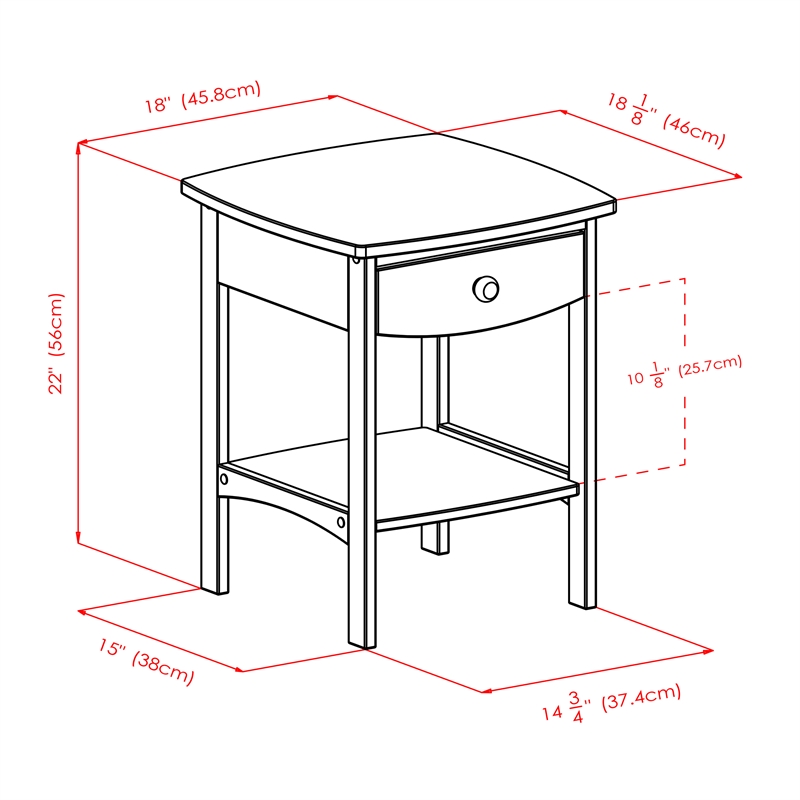 Winsome Claire Transitional Solid Wood End Table with 1-Drawer in White
