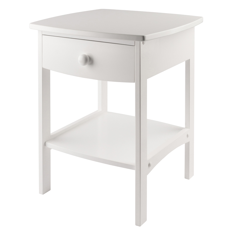 Winsome Claire Transitional Solid Wood End Table with 1-Drawer in White