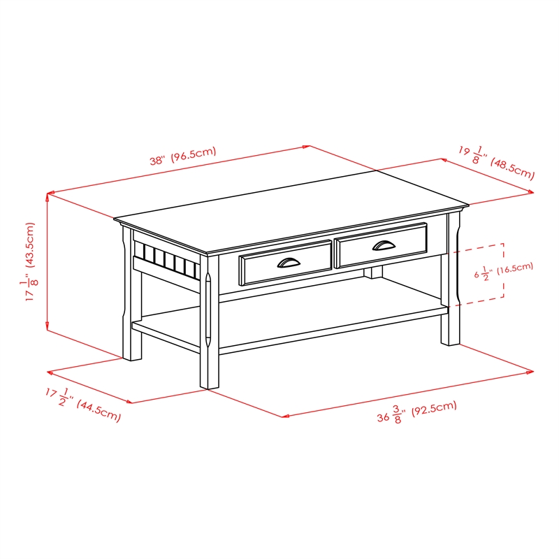 Winsome Timber Transitional Solid Wood Coffee Table in Black
