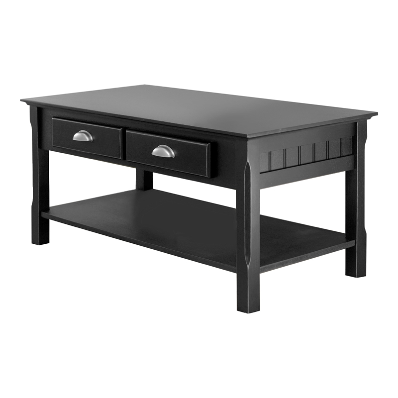 Winsome Timber Transitional Solid Wood Coffee Table in Black