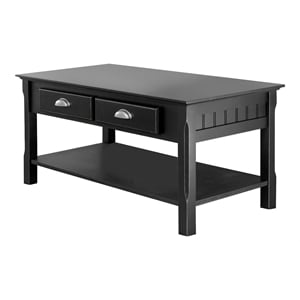 Winsome Timber Transitional Solid Wood Coffee Table in Black