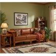 Crafters and Weavers Arts and Crafts Leather Sofa in Brown/Russet