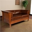 Crafters and Weavers Arts and Crafts Leather Side Loveseat in Chestnut Brown