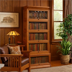 Crafters and Weavers Arts and Crafts 5-Stack Wood Barrister Bookcase in Cherry