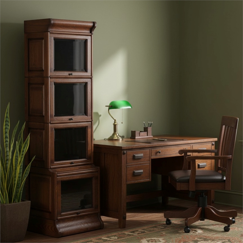 Crafters and Weavers Arts and Crafts Wood Barrister Bookcase in Solid Walnut