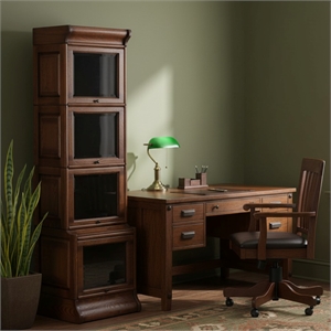 Crafters and Weavers Arts and Crafts Wood Barrister Bookcase in Solid Walnut
