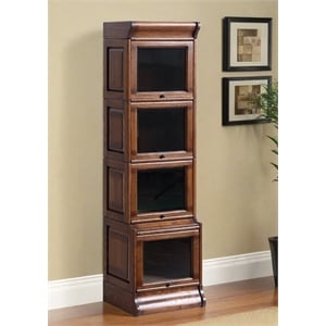 Crafters and Weavers Arts and Crafts Wood Narrow Barrister Bookcase in Cherry