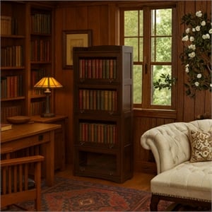 Crafters and Weavers Arts and Crafts 4-Stack Wood Barrister Bookcase in Cherry