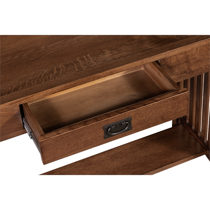 Crafters and Weavers Arts and Crafts 1 Drawer Wood Console Table in Walnut