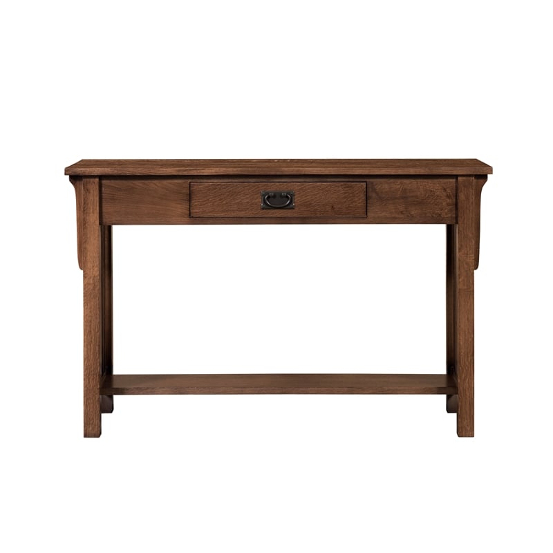 Crafters and Weavers Arts and Crafts 1 Drawer Wood Console Table in Walnut