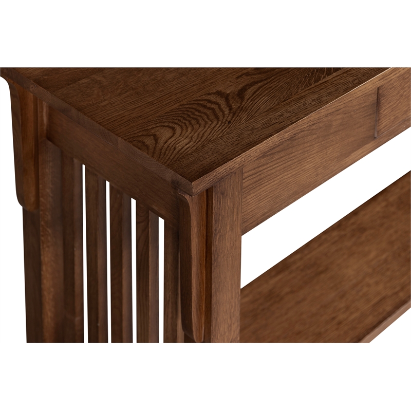 Crafters and Weavers Arts and Crafts 1 Drawer Wood Console Table in Walnut