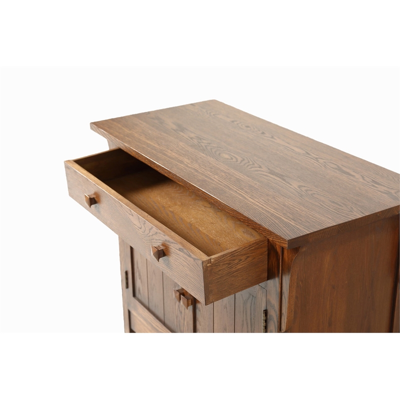 Crafters and Weavers Arts and Crafts Wood Cabinet in Dark Walnut