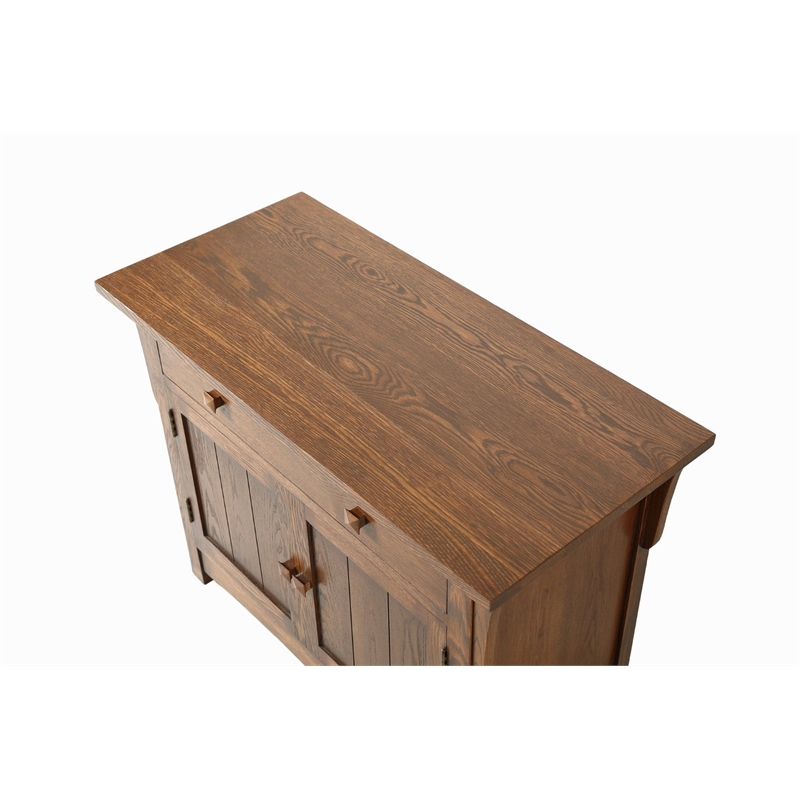 Crafters and Weavers Arts and Crafts Wood Cabinet in Dark Walnut
