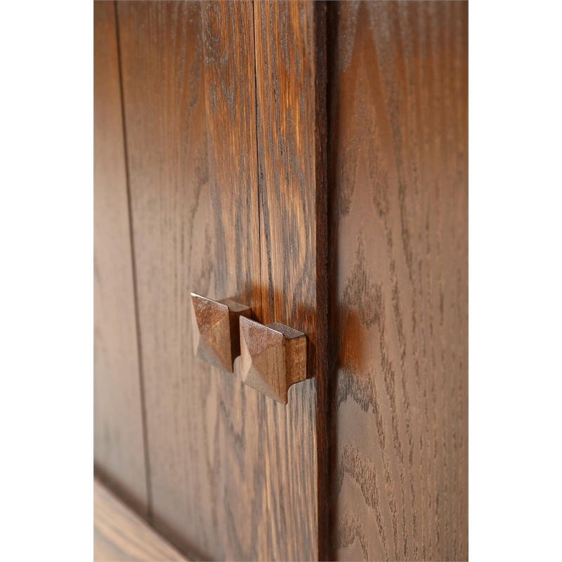 Crafters and Weavers Arts and Crafts Wood Cabinet in Dark Walnut