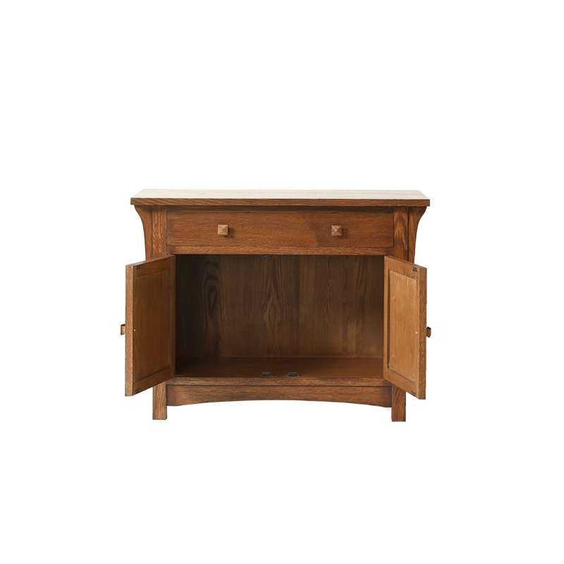 Crafters and Weavers Arts and Crafts Wood Cabinet in Dark Walnut