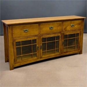 Crafters and Weavers Arts and Crafts Solid Wood Sideboard in Oak