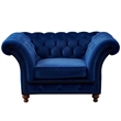 Crafters and Weavers Craftsman Mission Fabric Arm Chair in Sapphire Blue