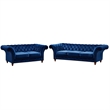 Crafters and Weavers Craftsman Mission Fabric Sloped Arm Loveseat in Blue