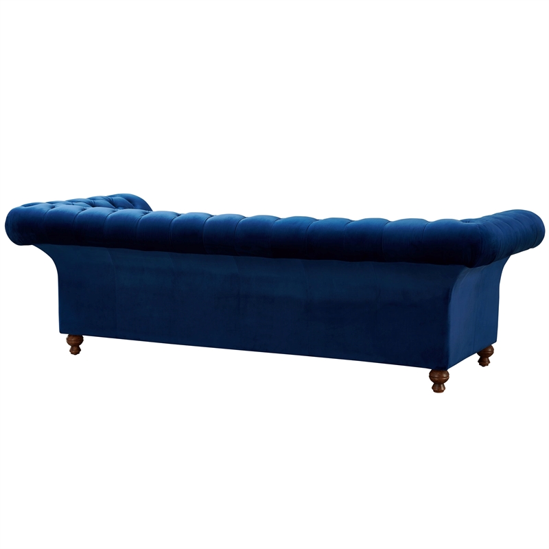 Crafters and Weavers Craftsman Mission Fabric/Velvet Sloped Arm Sofa in Blue